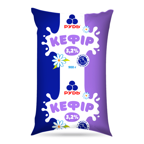 Кефір РУДЬ 3,2%, 900г., плівка поліетиленова